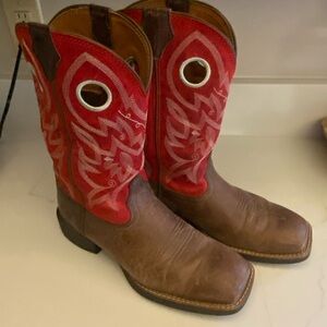 Justin Boots Women's Red and Brown Leather Boots